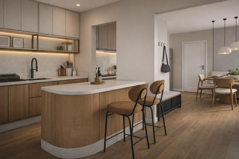 Mẫu 11: Tủ bếp nhỏ có pantry mini
