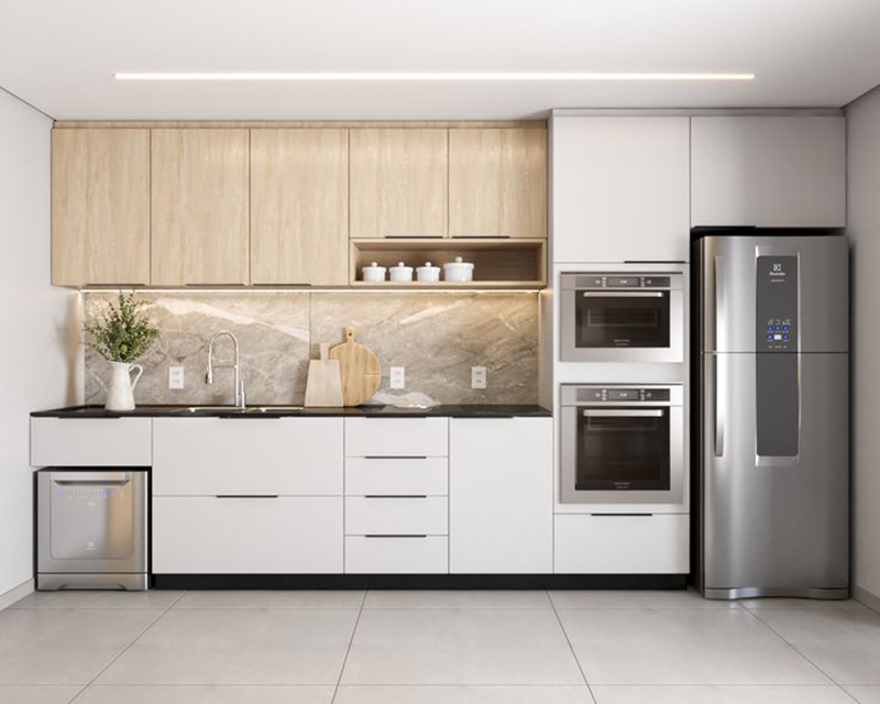 Mẫu 13: Tủ bếp nhỏ tích hợp thiết bị âm tủ
