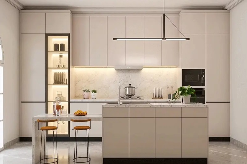 Mẫu tủ bếp song song hiện đại, sang trọng