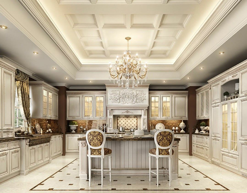 Tủ bếp chữ U tân cổ điển tiện nghi, đẳng cấp