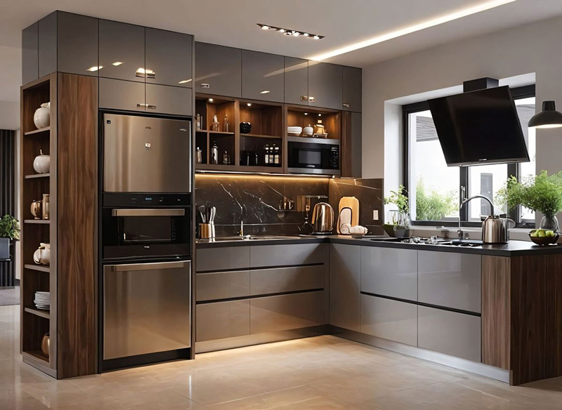 Mẫu 9: Tủ bếp tích hợp thiết bị âm tủ