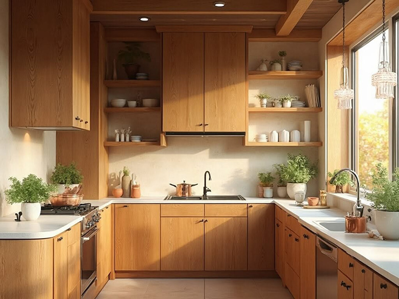 Mẫu 8: Tủ bếp treo tường phong cách Japandi