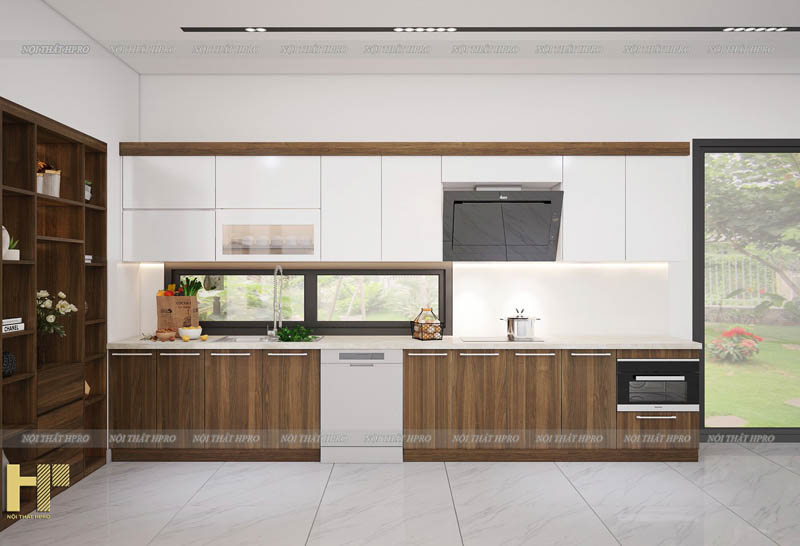 Tủ bếp laminate TBLM39 kết hợp acrylic