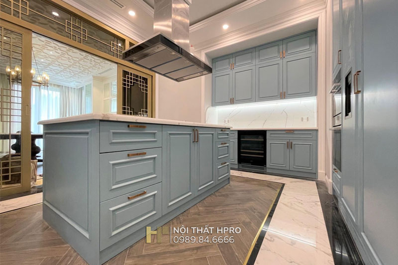 Tủ bếp tân cổ điển TBCD01 gỗ MDF cao cấp Tủ bếp tân cổ điển TBCD01 gỗ MDF cao cấp