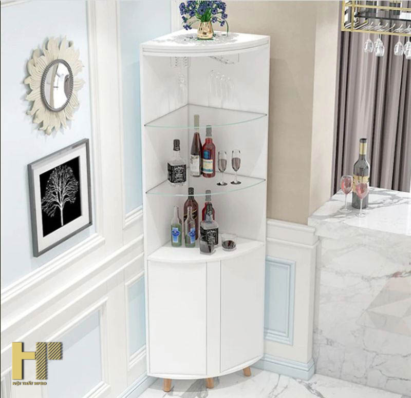 10 mẫu tủ rượu góc tam giác ấn tượng trong thiết kế nội thất