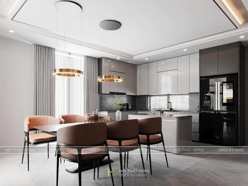 Tủ bếp Acrylic phù hợp với thiết kế nội thất hiện đại