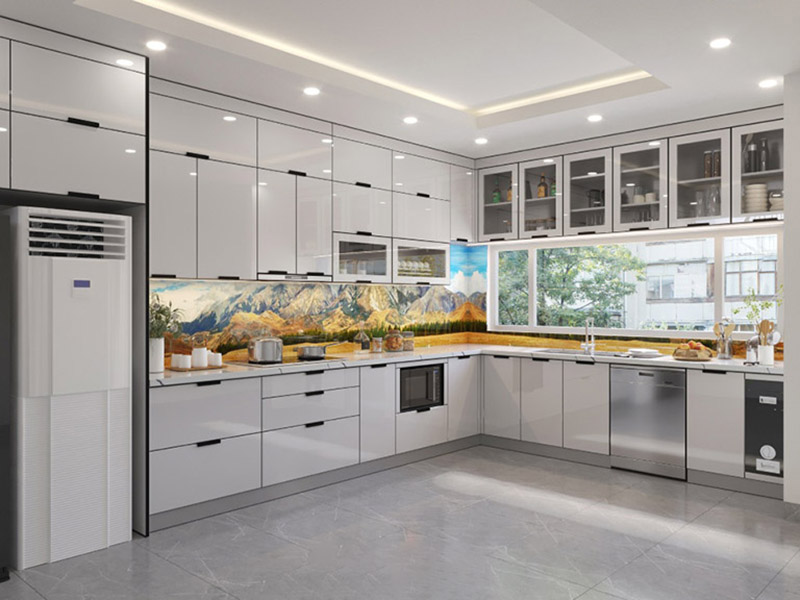 Tủ bếp khung inox hiện đại, đảm bảo thẩm mỹ