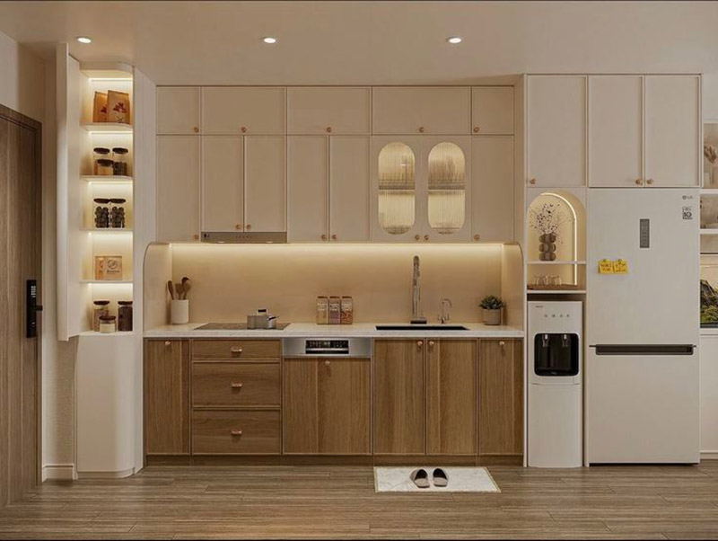 Tủ bếp gỗ công nghiệp MDF tăng cường khả năng chịu ẩm