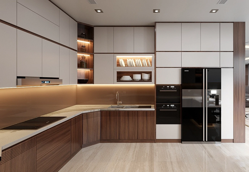 Tủ bếp gỗ công nghiệp MFC - phương án cân đối ngân sách