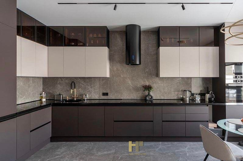 Đá ốp tường bếp màu xám nâu vân mây