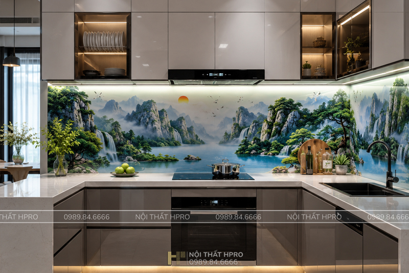 Kính ốp bếp tranh 3D