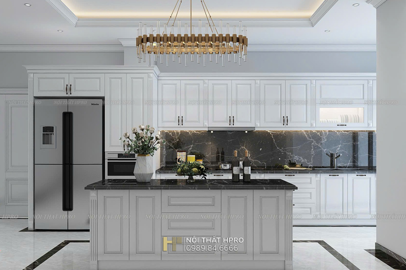 Vật liệu ốp tường bếp bằng đá marble