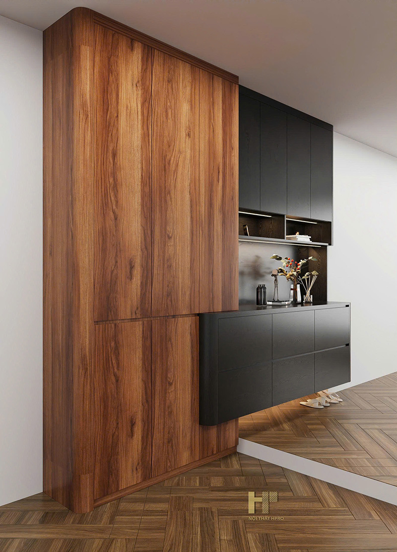 Kết hợp giữa màu walnut nâu đậm và đen