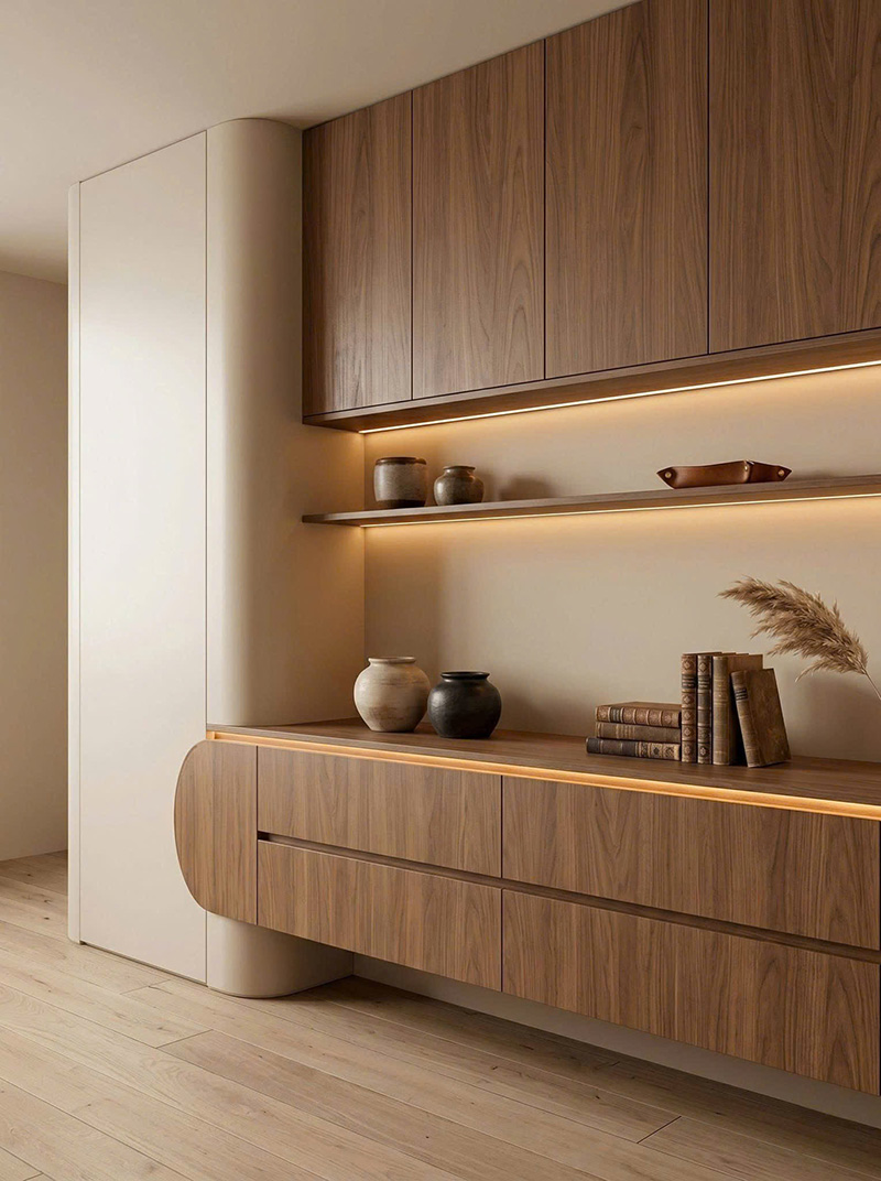 Tủ kín kết hợp kệ decor